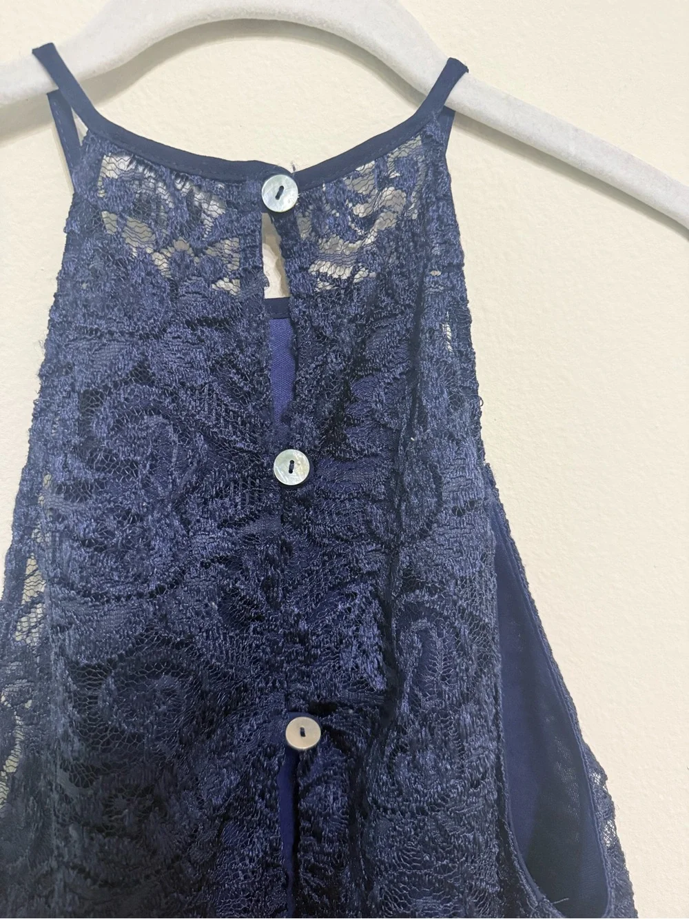 Show Me Your MuMu Navy Crochet Halter Tank